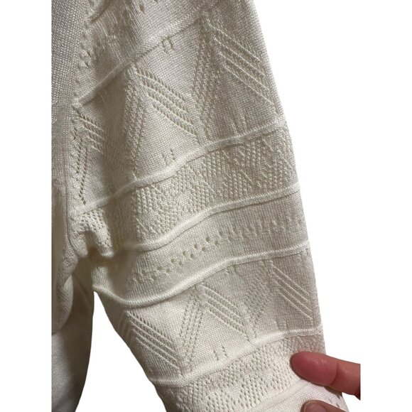 🍒 2/$20 🍒 Ivory Button-Up Pierced Sleeve Cardigan sz Small - Picture 2 of 7